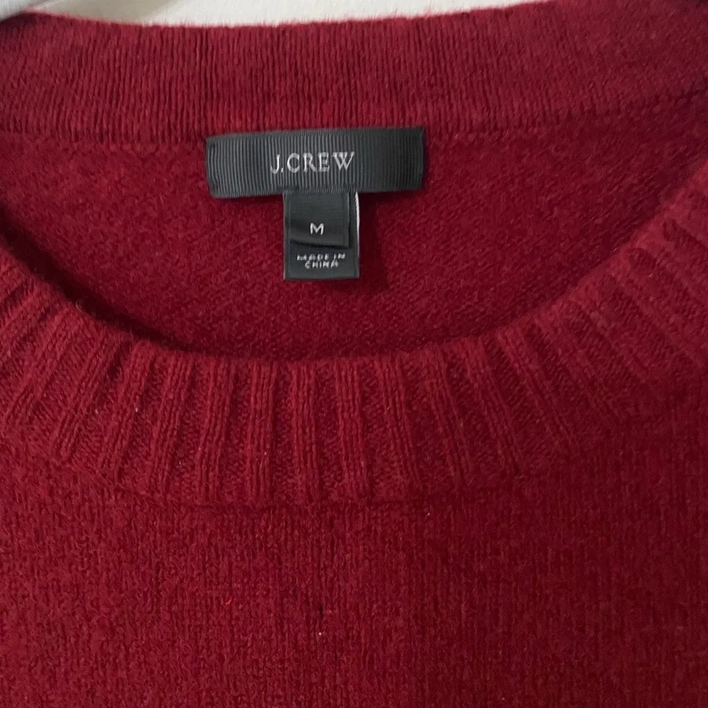 J. Crew Wool Burgundy Gold Zipper Knit Long Sleeve Sweater